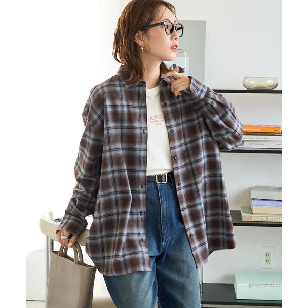 ブラウス シャツ 限定展開　ネルチェック ビッグ シャツ レディース