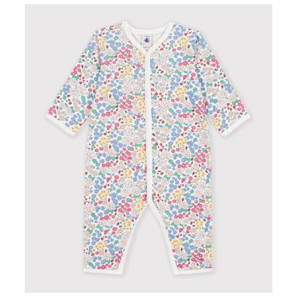 ベビー服 ロンパース フラワープリント足なしロンパース