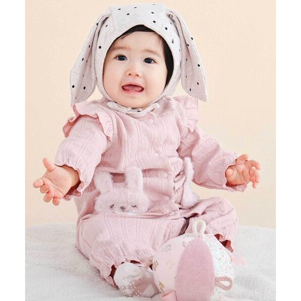 ベビー服 ロンパース アニマルモチーフ肩フリルカバーオールベビー(60~80cm)