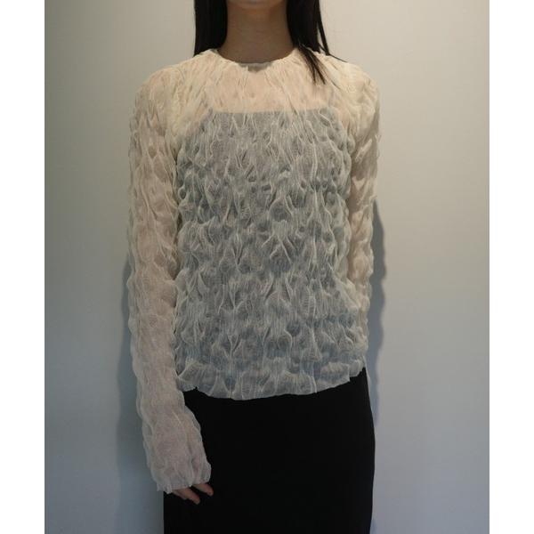CLANE CRINKLED PLEAT SHEER TULLE TOPS レディース