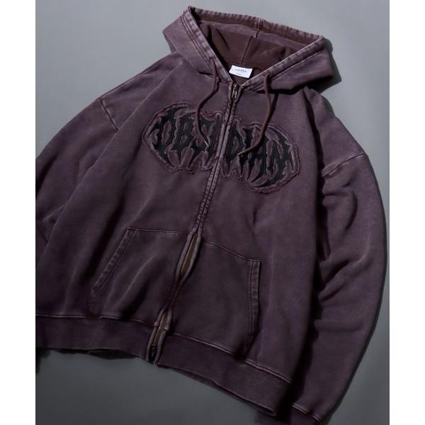 パーカー Grunge Style Sweat Zip Hoodie/グランジ ヴィンテージライク オーバーサイズ ショート丈 裏毛 フルジップパーカー フーディー パーカー スウェ…