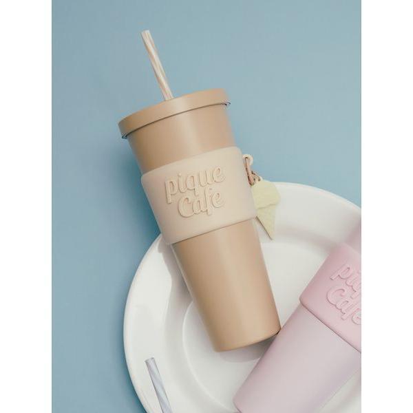 タンブラー 「cafe」ストロー付き ステンレスタンブラー