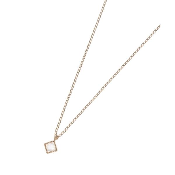 ネックレス バースデーストーン (ムーンストーン6月) ひし形ミル ネックレス レディース