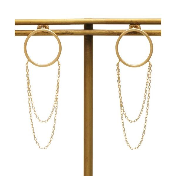 ピアス K10サークルチェーン ドレープスタッドピアス レディース