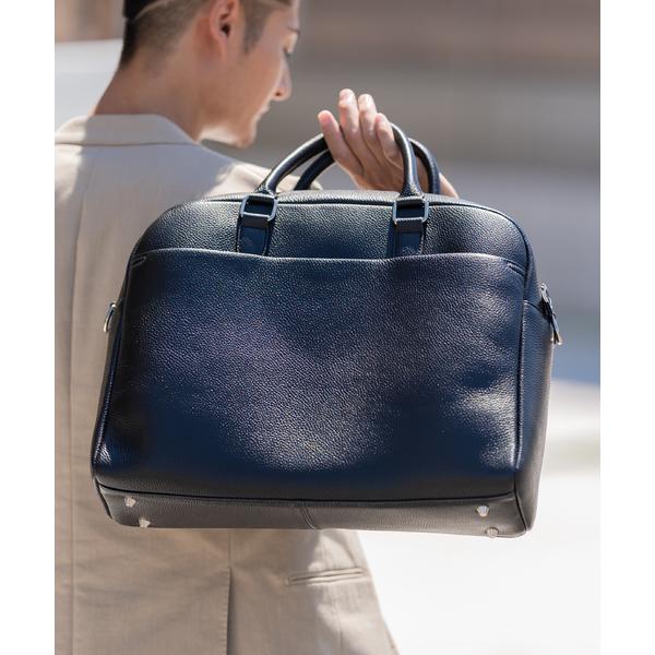 ビジネスバッグ 大容量12L ダブルジッパー シュリンクレザー ビジネス ブリーフケース メンズ の商品画像