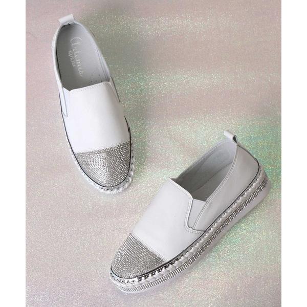 スリッポン つま先ラインストーンスリッポン レディース の商品画像