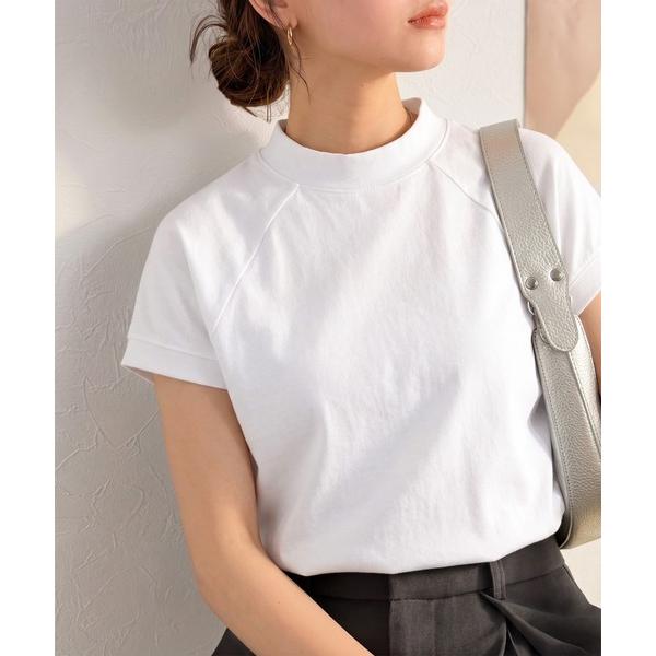 tシャツ 綿100%USAコットン、大人のモックネックラグラン無地＆ボーダー柄シンプルTシャツ。 レディース（Yahoo!・ZOZOTOWN Yahoo!店）
