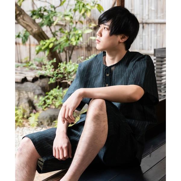 浴衣 メンズ 綿麻甚平 ヘンリーネック甚平 M/L/LL メンズ の商品画像