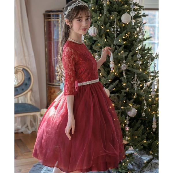 ドレス 発表会 卒園式 入学式 デコルテシースルー レーススリーブドレス キッズ 子供服 女の子