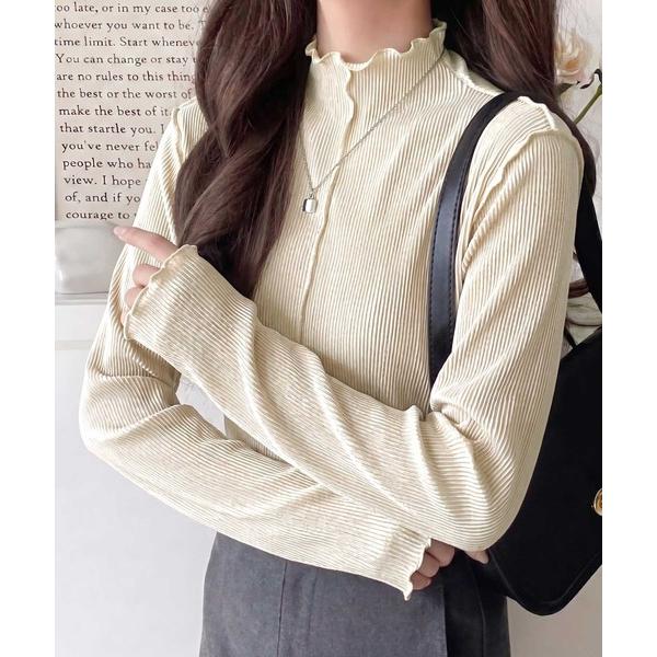 tシャツ 上品な光沢感。2wayメロープリーツハイネックトップス レディース（Yahoo!・ZOZOTOWN Yahoo!店）