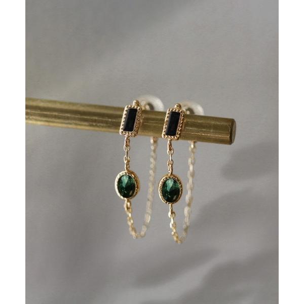 ピアス バイカラー チェーンフープ ピアス | K10YG レディース メンズ の商品画像