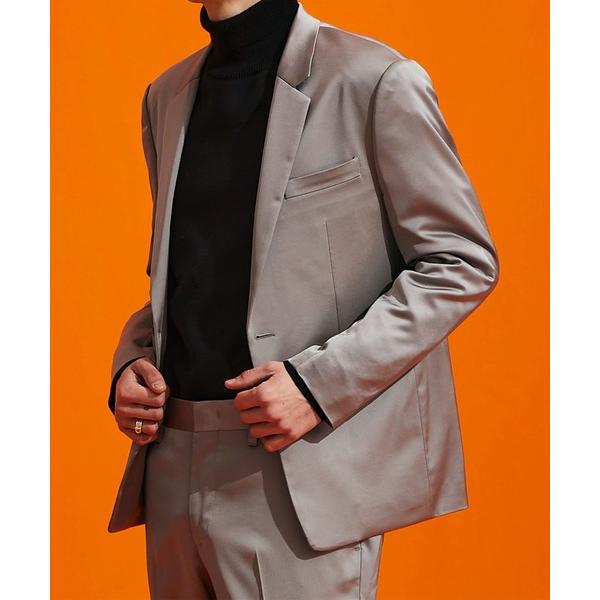 セットアップ ウールサテンタイトフィットジャケット メンズ