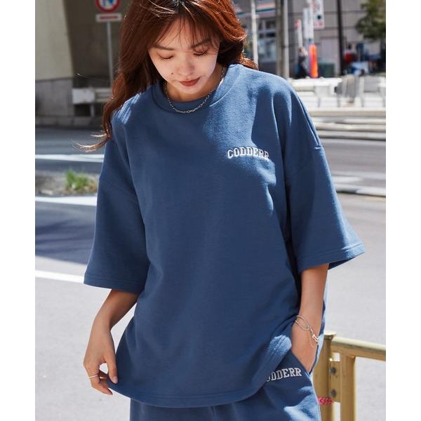パジャマ 「CODDERR」アーチロゴ刺繍 裏毛スウェットセットアップ/ビッグシルエット半袖 スウェット＆スウェットワイドハーフショーツ メンズ レデ の商品画像