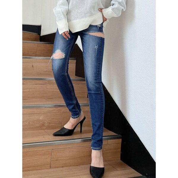 パンツ デニム ジーンズ SIDE RIPPED スキニーデニムパンツ