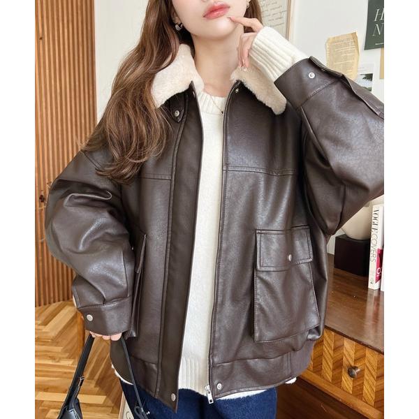 ブルゾン アウター 「累計販売枚数5万枚突破！」ファーティペット付き（取り外し可能）フェイクレザーブルゾン レディース｜ZOZOTOWN Yahoo!店