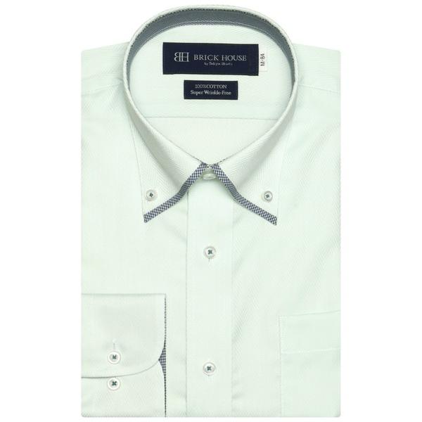 スーピマ 形態安定ノーアイロン ボタンダウン 長袖ビジネスワイシャツ