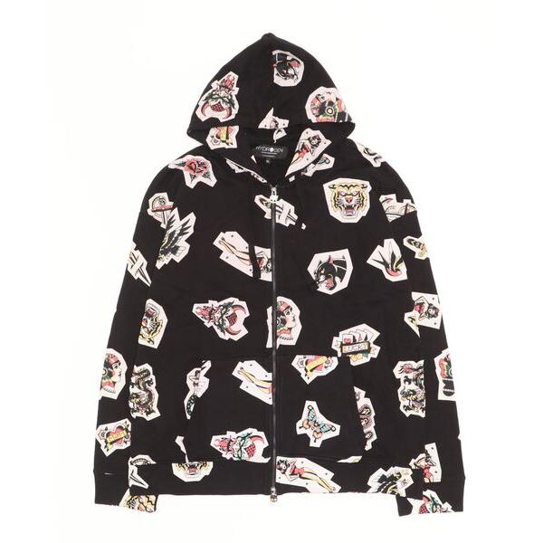 パーカー 《HYDROGEN/ハイドロゲン》 オールオーバータトゥーフルジップフーディ―/ALLOVER TATTOO FZ HOODIE