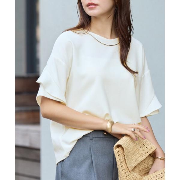 ブラウス シャツ 「サラっとした着心地/晩夏まで活躍する袖丈」フリル袖Ｔシャツブラウス「Sサイズ展開あり」 レディース（Yahoo!・ZOZOTOWN Yahoo!店）