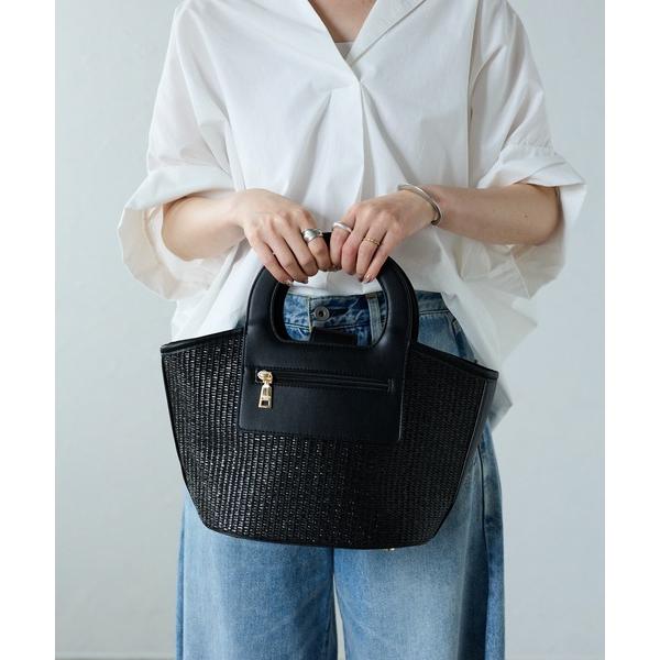 かごバッグ カゴバッグ 「グッシオベーシック」PUレザー切替カゴバッグ の商品画像