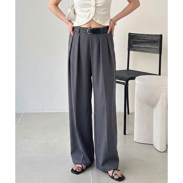 ワイドパンツ スラックス パンツ 「S-XLサイズ展開」上品見え！インタックスラックスハイウエストワイドパンツ レディース