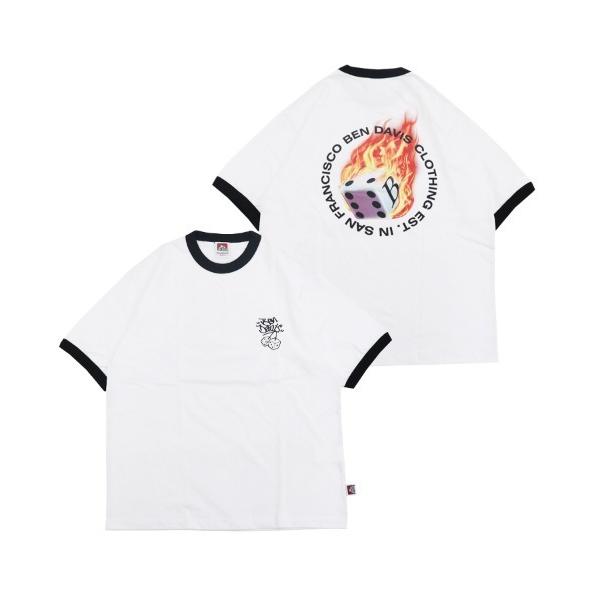 tシャツ Tシャツ 【BEN DAVIS】 FLAMING DICE TEE (ピグメント 半袖 古着風 オーバーサイズ ダイス サークル プリント T