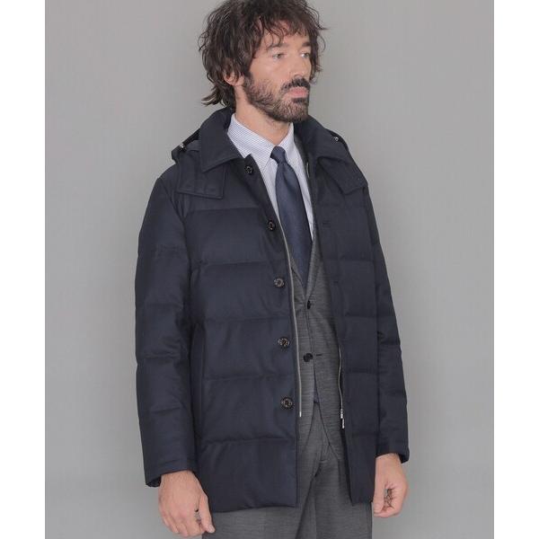 ダウン ダウンジャケット 「ELINGTON」 ウールサキソニーフーデッドダウンアウター