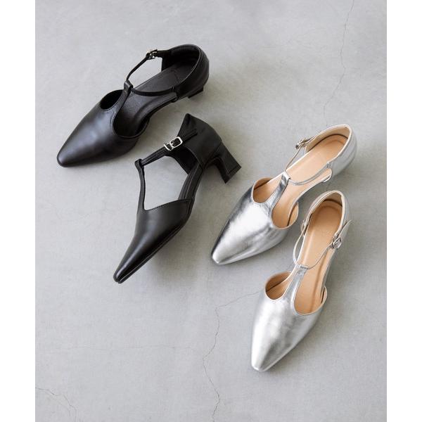 パンプス 「 新色シルバー追加 」Tストラップ 変形ヒール パンプス の商品画像