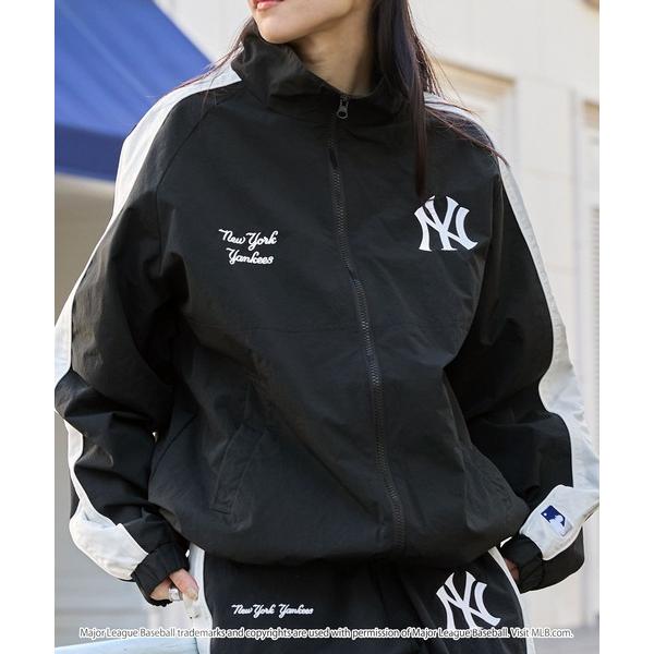 ブルゾン アウター MLB/メジャーリーグベースボール 別注 ワッペン刺繍 オーバーサイズ スタンドネック サイドライン ナイロントラックブルゾン メ の商品画像