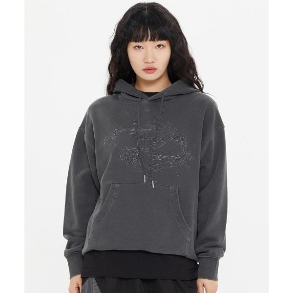 パーカー AGEM/9 × .kom 「ROMANTIC CROWN/ロマンティッククラウン」 SHINING LOGO WASHED HOODIE/ロ