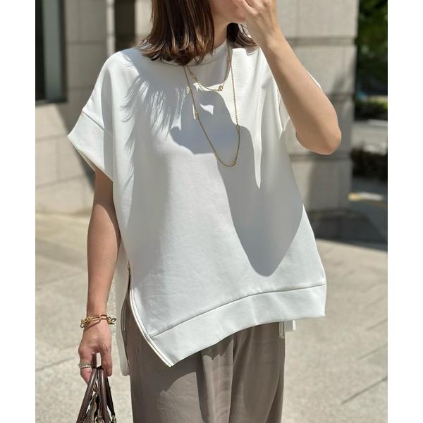 tシャツ ライトダンボールサイドZIPクルーネックプルオーバー レディース の商品画像