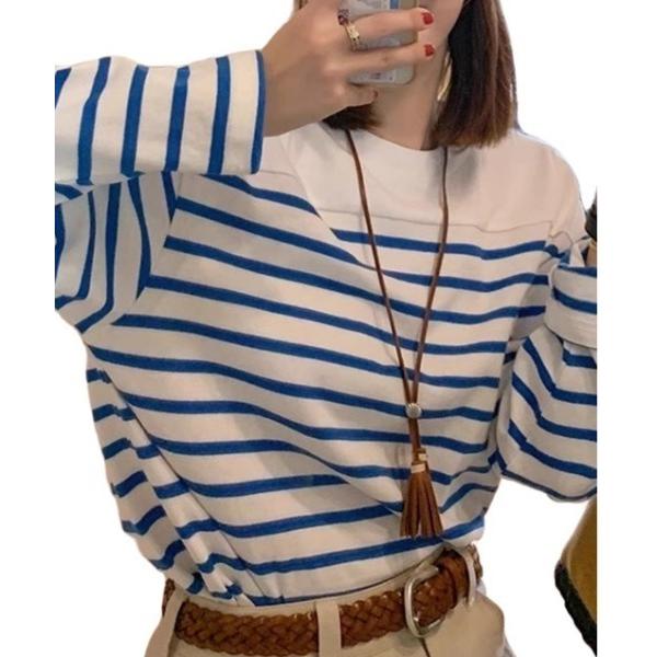 レディース tシャツ Tシャツ ボーダー柄ロンT