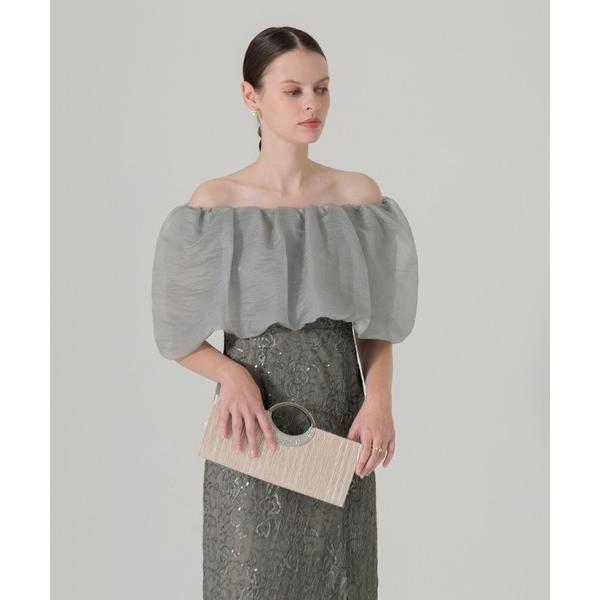 ドレス 「LEJA」2WAYオフショルダーパフスリーブスリットIラインワンピースロングドレス美脚効果結婚式 パーティードレス 二次会 同窓会 お呼ばれ の商品画像