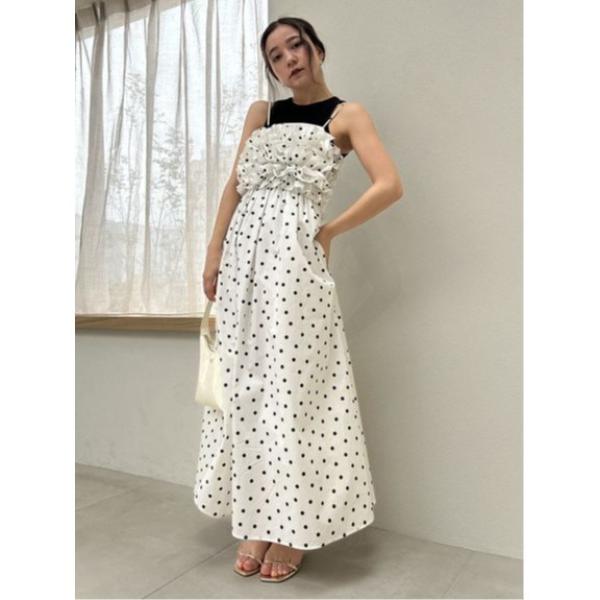 【タグ付き✨】スナイデル　タンクセットフリルキャミワンピース　ロング　ドット　1 SNIDEL（スナイデル）の「【WEB限定サイズあり】タンクセット