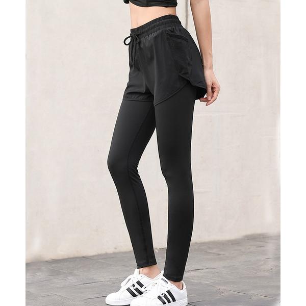 レギンス スパッツ 配色メッシュ ポケット付き パンツ ドッキング レギンス 水着 水陸両用 レディース の商品画像