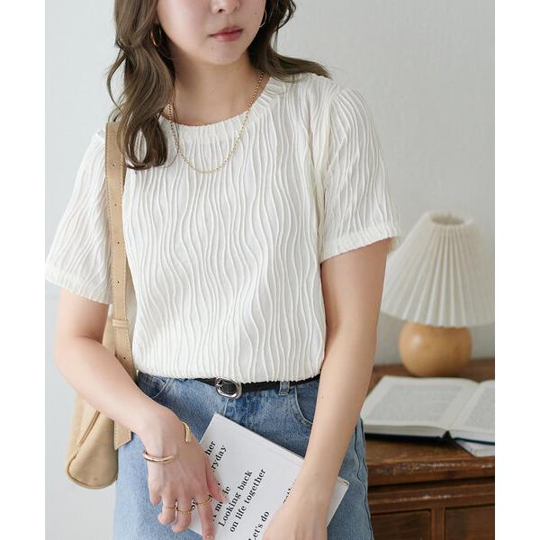 tシャツ 「WEB限定」立体ジャガード5分袖 レディース（Yahoo!・ZOZOTOWN Yahoo!店）