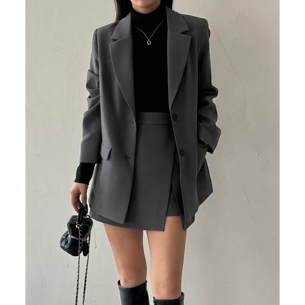 セットアップ 「肩パット入り」オーバーサイズジャケット＋ミニスカートセットアップ レディース の商品画像