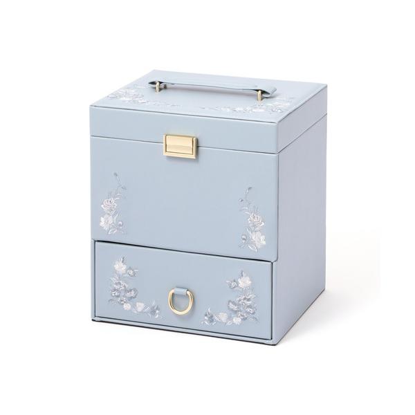 収納 エンブロイダリーフラワー コスメボックス ブルー（Yahoo!・ZOZOTOWN Yahoo!店）