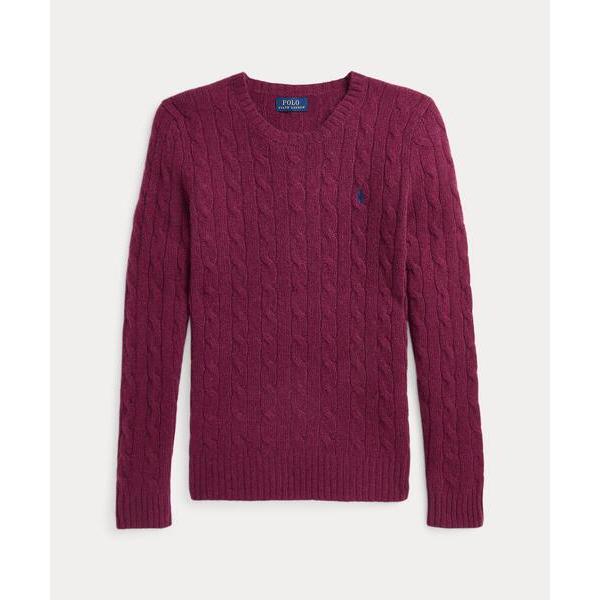 【美品】ポロラルフローレン カシミヤ混 ウール 太ケーブルニット パープル 美品 ウール カシミヤ混 ポロ ラルフローレン ケーブルニット パープル