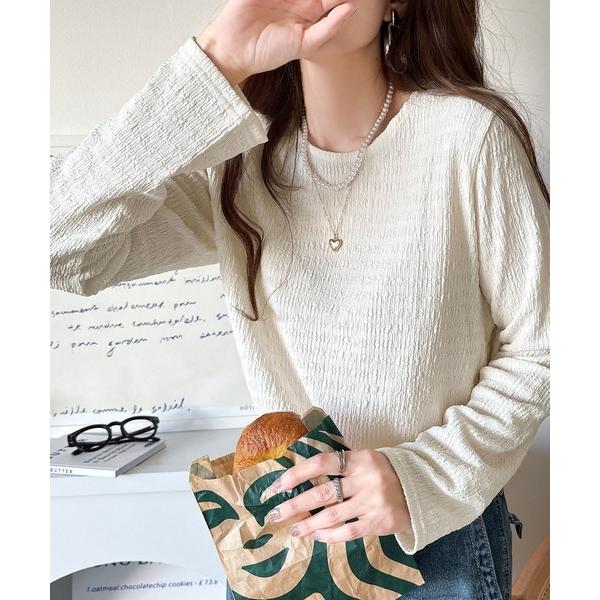 tシャツ 今日のシーンにもぴったりフィット。クルーネックジャガードプルオーバー（長袖） レディース（Yahoo!・ZOZOTOWN Yahoo!店）