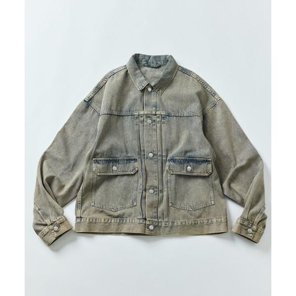 デニムジャケット gジャン 限定展開 ビッグシルエット オーバーダイ デニムジャケット メンズ