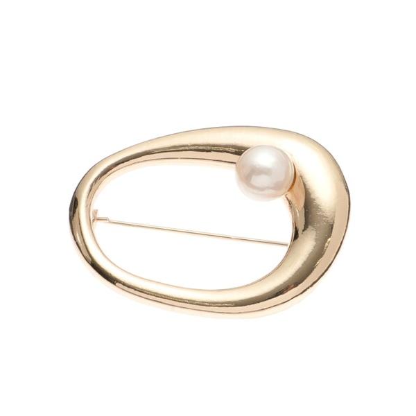 ブローチ オーバル淡水パールブローチ レディース