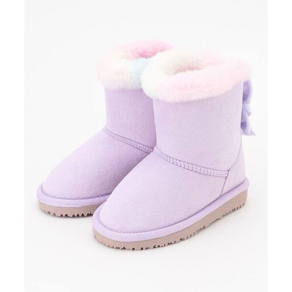 ブーツ フェイクムートンリボンブーツ キッズ 子供 女の子
