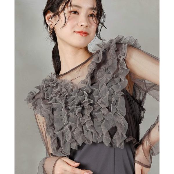 ドレス チュール ボリューム フリル ベスト シアー トップス ワンピース 3点セット パーティー ドレス 結婚式 お呼ばれ オケージョンドレス の商品画像