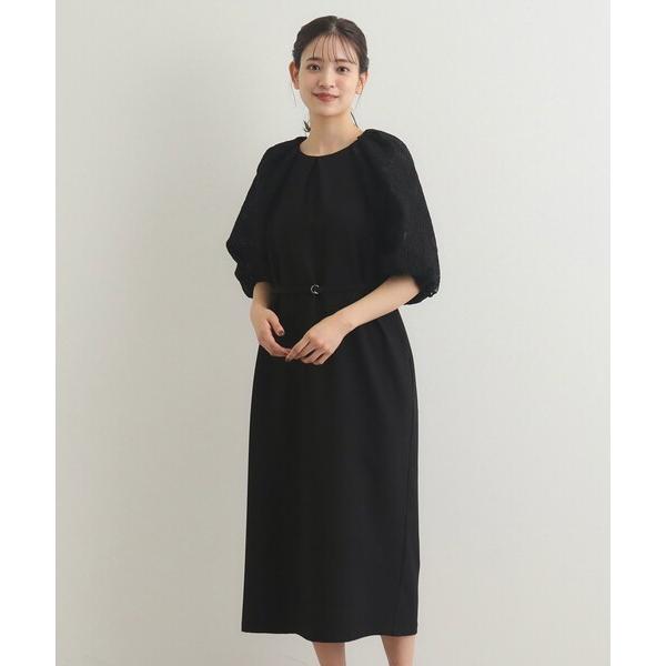 ワンピース 「袖レース／フォーマルセレモニー対応可」 ストレートワンピース