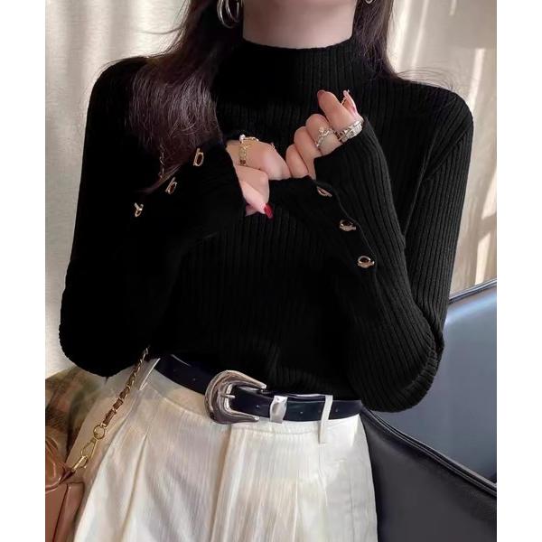 ニット セーター モックネック ニットトップス 長袖秋冬服 レディース