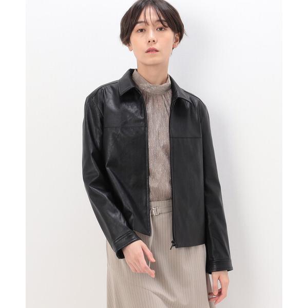 レザージャケット ライダース 合成皮革 シングルライダース レディース
