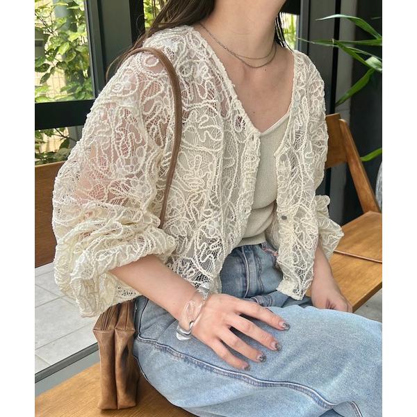 カーディガン 「前後2WAY」シアーレースカーディガン レディース の商品画像