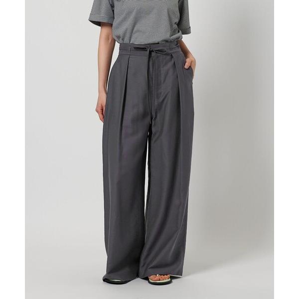 パンツ ツイル リボンベルト ワイドパンツ レディース の商品画像