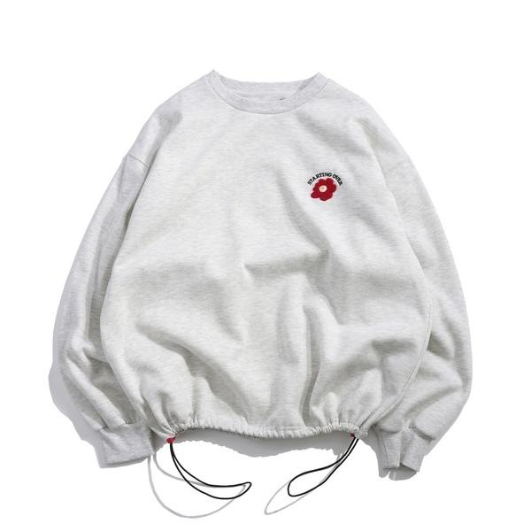 トレーナー スウェット PRINT EMBROIDERY CREWNECK DRAWCODE SWEAT LONG SLEEVE/ 裏起毛 プリント 刺繍 クルーネック ドローコードスウェット 長袖