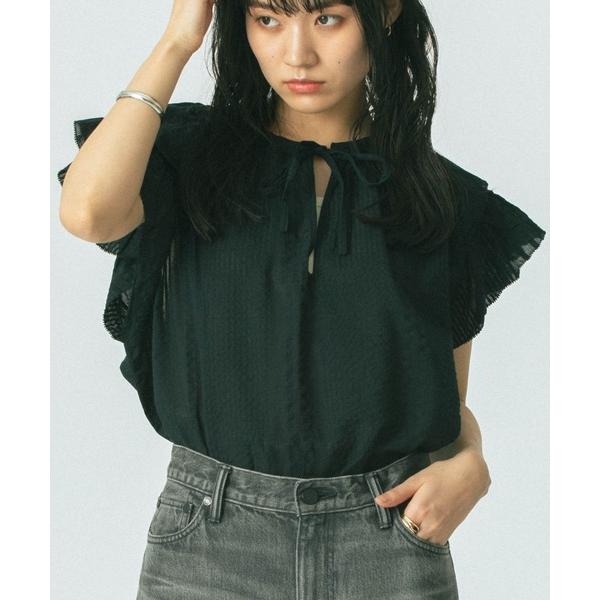 ブラウス シャツ 半袖 「WEB・一部店舗限定」SUCKER FRILL BLOUSE レディース